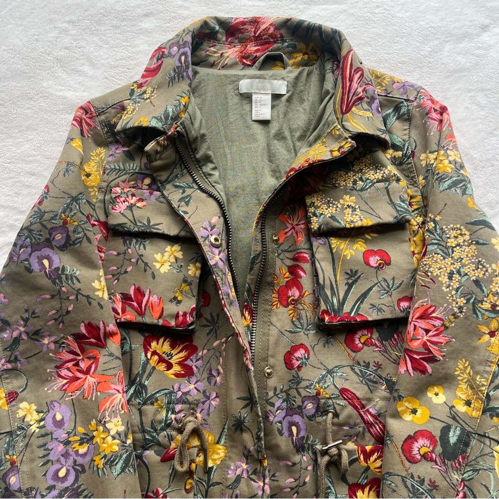 H&M Floral Utility Jacket Women’s Size 8 - Picture 15 of 15